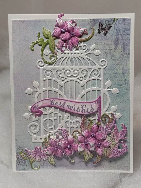 Bird Cage with Pink Flowers Card