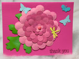 Pink Dimensional Flower Thank You Card