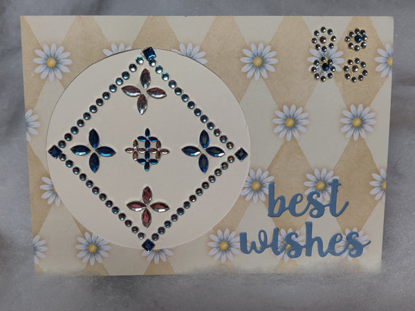 Blue & Silver Gem Flower Card