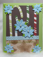 Small light blue poinsettia flower Cards