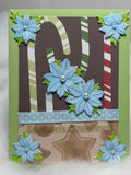 Small light blue poinsettia flower Cards