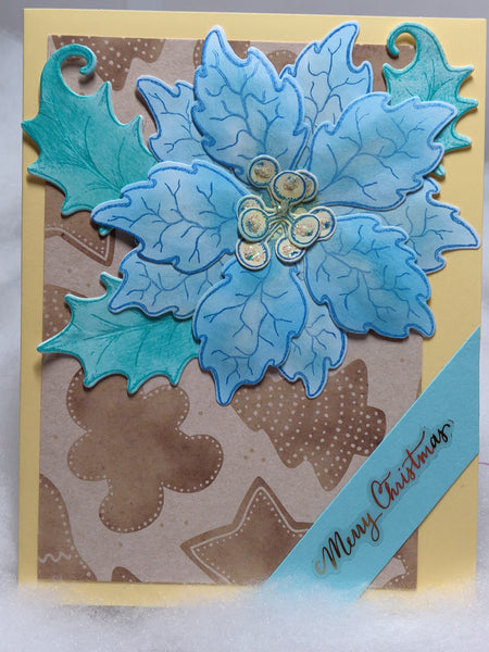 Light Blue Large Poinsettia Card