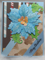 Light Blue Large Poinsettia Card