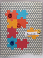 Puzzle pieces miss you card