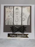 Black bow with gold Polka Dots Christmas Cards