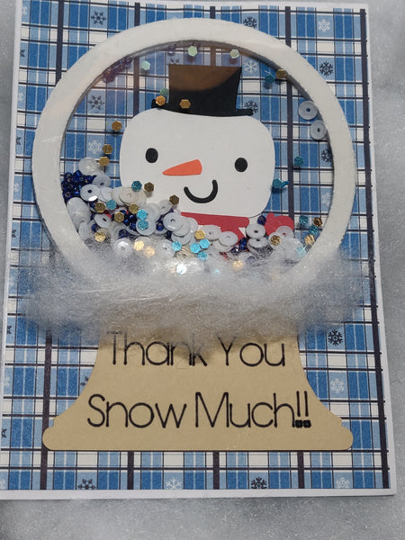 Snowman Snow Globe Thank You Shaker Cards