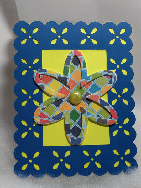 Square pattern paper flower card