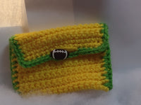 Crochet gift card holder with Football button