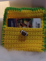 Crochet gift card holder with Football button