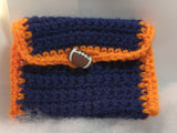 Crochet gift card holder with Football button