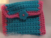 Crochet gift card holder with flower button