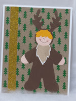 Boy in reindeer costume card