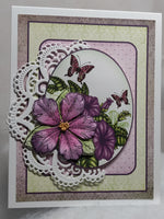 Purple butterfly and flower card