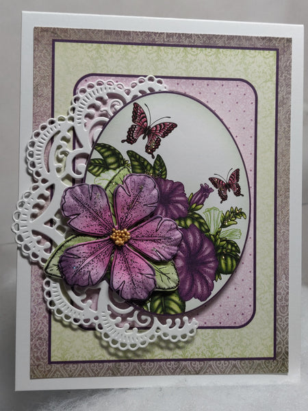 Purple butterfly and flower card