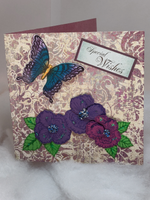 Purple flowers & butterfly card